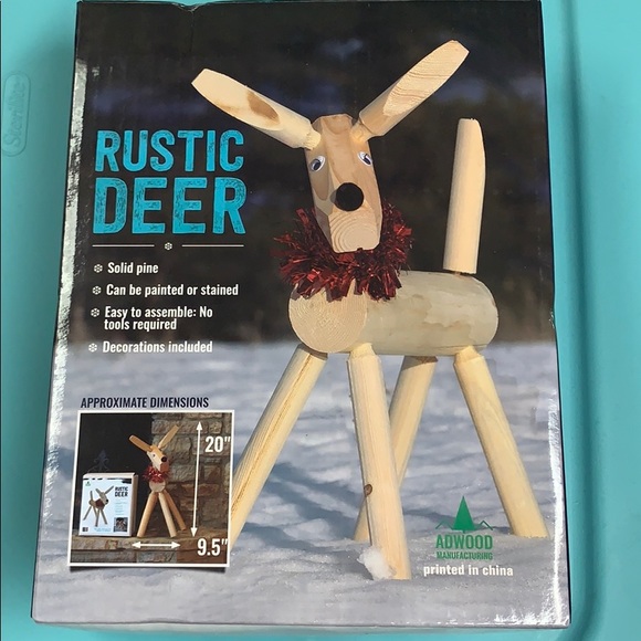 Other - Rustic Solid Pine Wood Deer